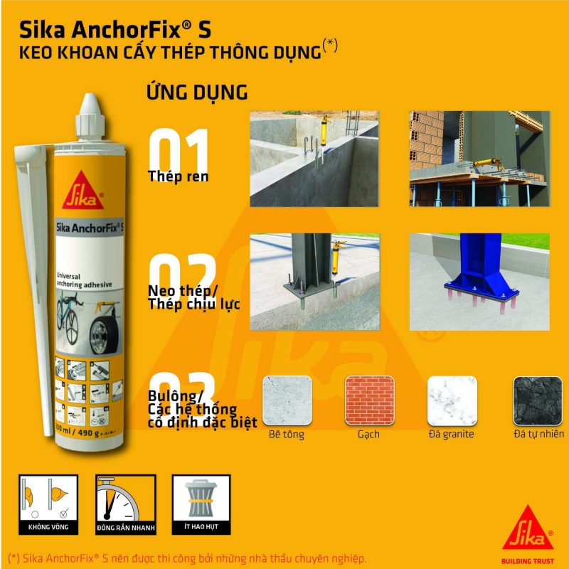 Keo khoan cấy thép Sika AnchorFix-3001, Keo cấy thép sika AnchorFix-3001