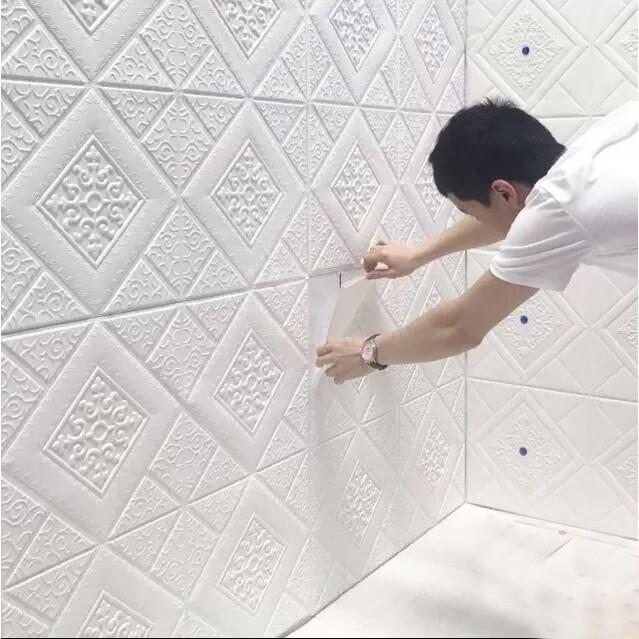 Cách dán miếng xốp tường dán tường 3D