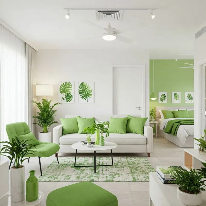 nhà sơn màu xanh chuối, màu xanh đọt chuối