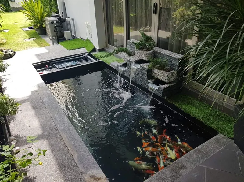 Hành lang kết hợp tiểu cảnh nước