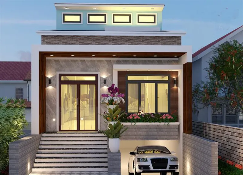 Mẫu nhà cấp 4 có tầng hầm đẹp, hiện đại