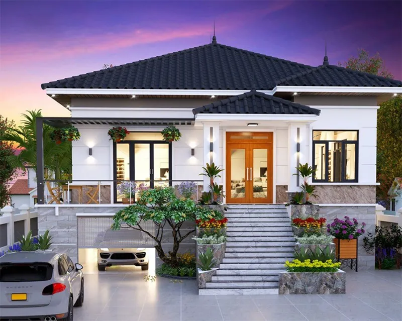 Mẫu nhà cấp 4 có tầng hầm đẹp, hiện đại