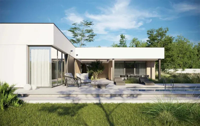 nhà cấp 4 mái bằng hiện đại