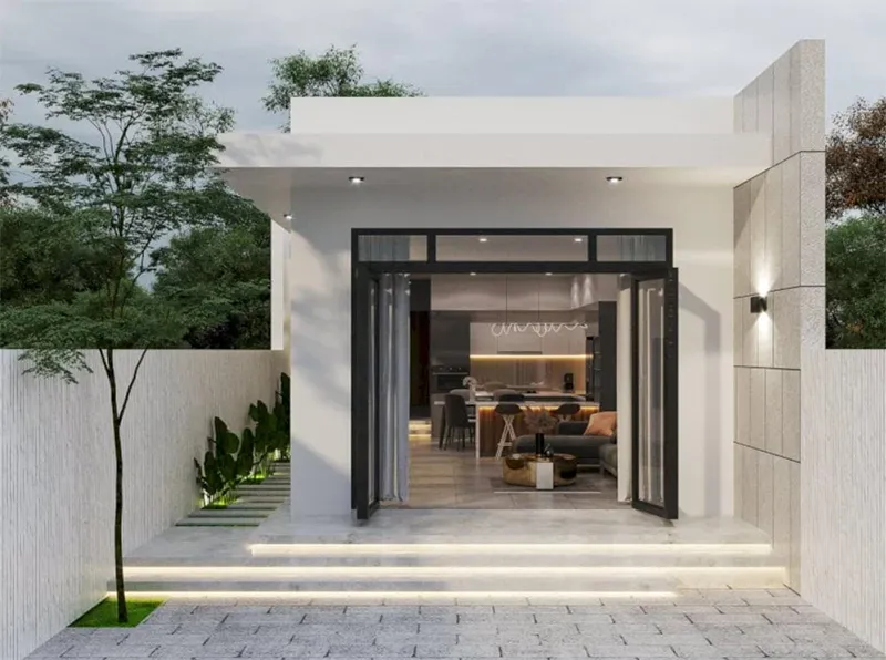 nhà cấp 4 mái bằng hiện đại