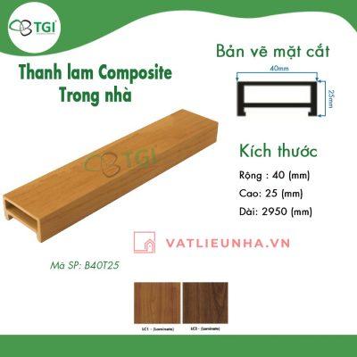 Thanh lam trần gỗ nhựa Composite B40T25
