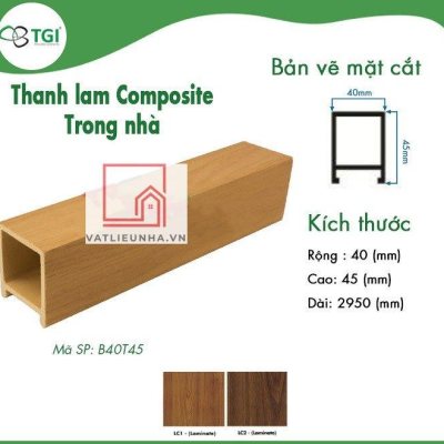 Thanh lam trần gỗ nhựa Composite B40T45
