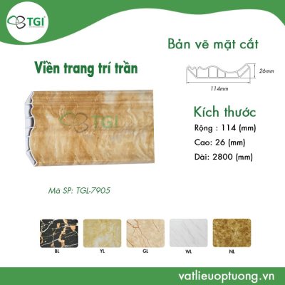 Đường viền trang trí trần 11.2cm TGL – 7905