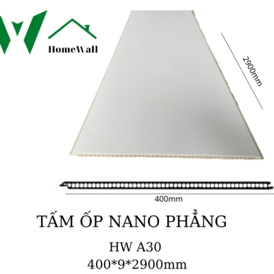 Tấm Nano PVC trơn màu trắng dạng phẳng ốp tường, ốp trần