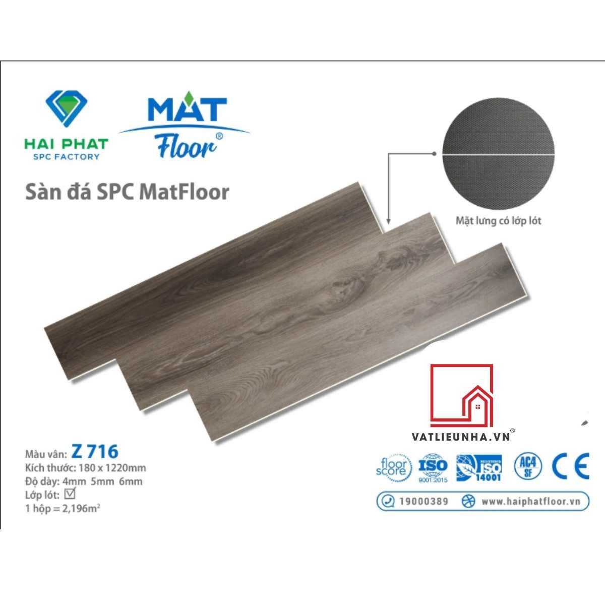 Sàn nhựa hèm khóa cốt đá SPC MatFloor Mã Z716
