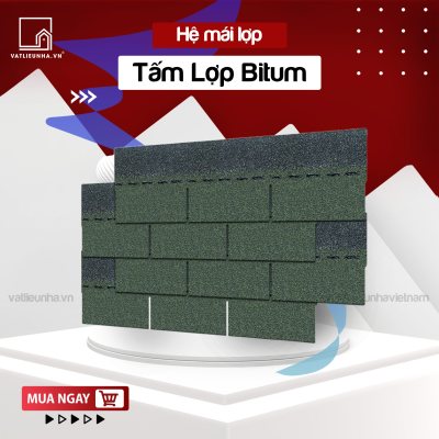 NGÓI BITUM PHỦ ĐÁ DẠNG ĐỒNG PHẲNG - MÀU XANH RÊU