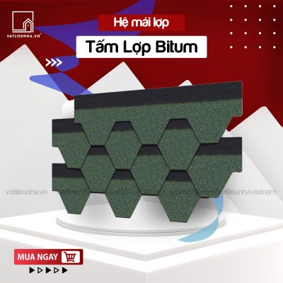 NGÓI BITUM PHỦ ĐÁ DẠNG TỔ ONG - MÀU XANH RÊU