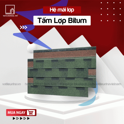 NGÓI BITUM MÀU XANH RÊU PHỦ ĐÁ ĐA TẦNG