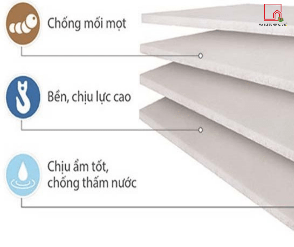 Với kết cấu xi măng sợi nên Cemboard có rất nhiều ưu điểm