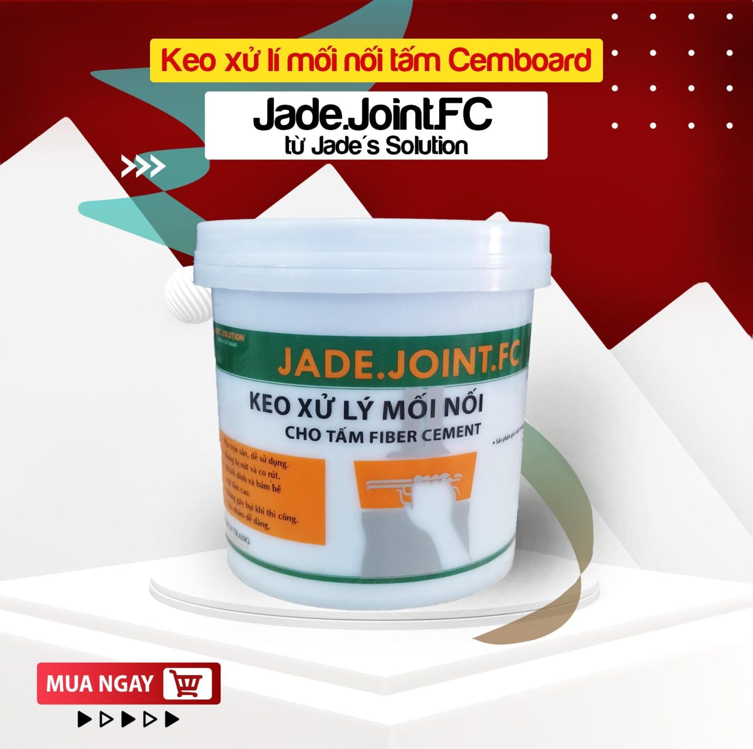 Keo xử lý mối nối trên tấm Cemboard Jade’s Solution được sản xuất theo công nghệ hiện đại, đảm bảo tính năng kết dính và độ bền của mối nối giữa các tấm Cemboard.